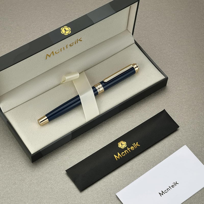 MCNTEIK 317 Rollerball - Stunning Luxury Blue Lacquer Pen with 24K Gold Finish, Schmidt Black Ink Refill, Fancy Gift Set for Men & Women, Professional, Graduation Executive Office, Nice Classic Pens - Image 2